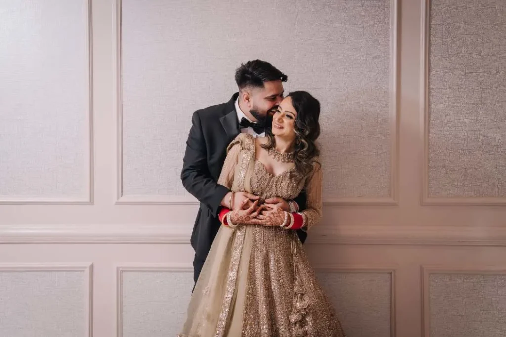Indian Bride and groom romantic wedding portrait captured by Citi Events Productions wedding photography service